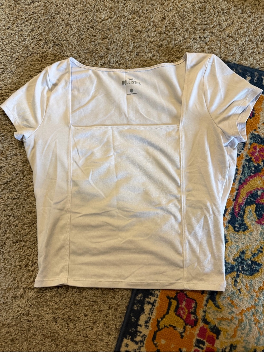 Hollister White Short Sleeve Square-Neck Tee